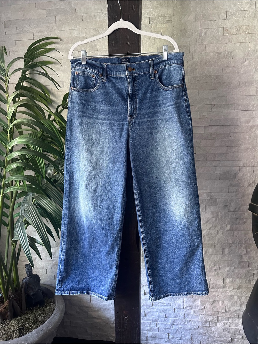 J. Crew Blue Wide-Leg Crop All Day Stretch Crop Jeans Size 32